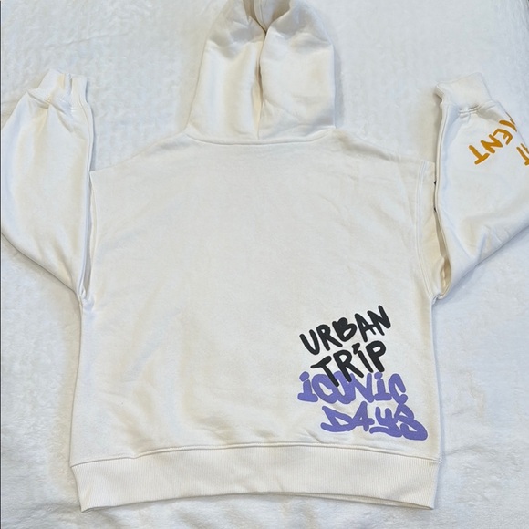 Zara Kids White Hoodie with Pink and Purple Graphics - Picture 3 of 3